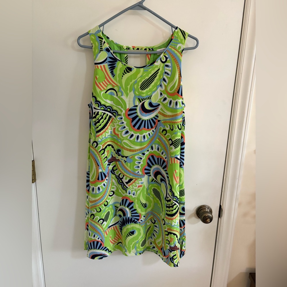 Crown & Ivy Green and Blue Paisley Mini A-line Dress